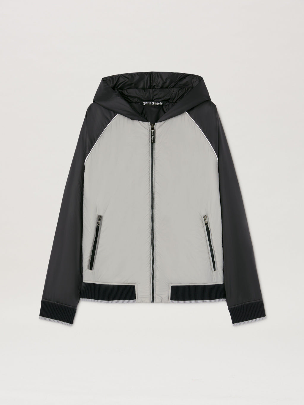 PALM ANGELS  CURVED LOGO NYLON WINDBREAKER GREY - BLA GREY - BLACK PMEA289S25FAB001