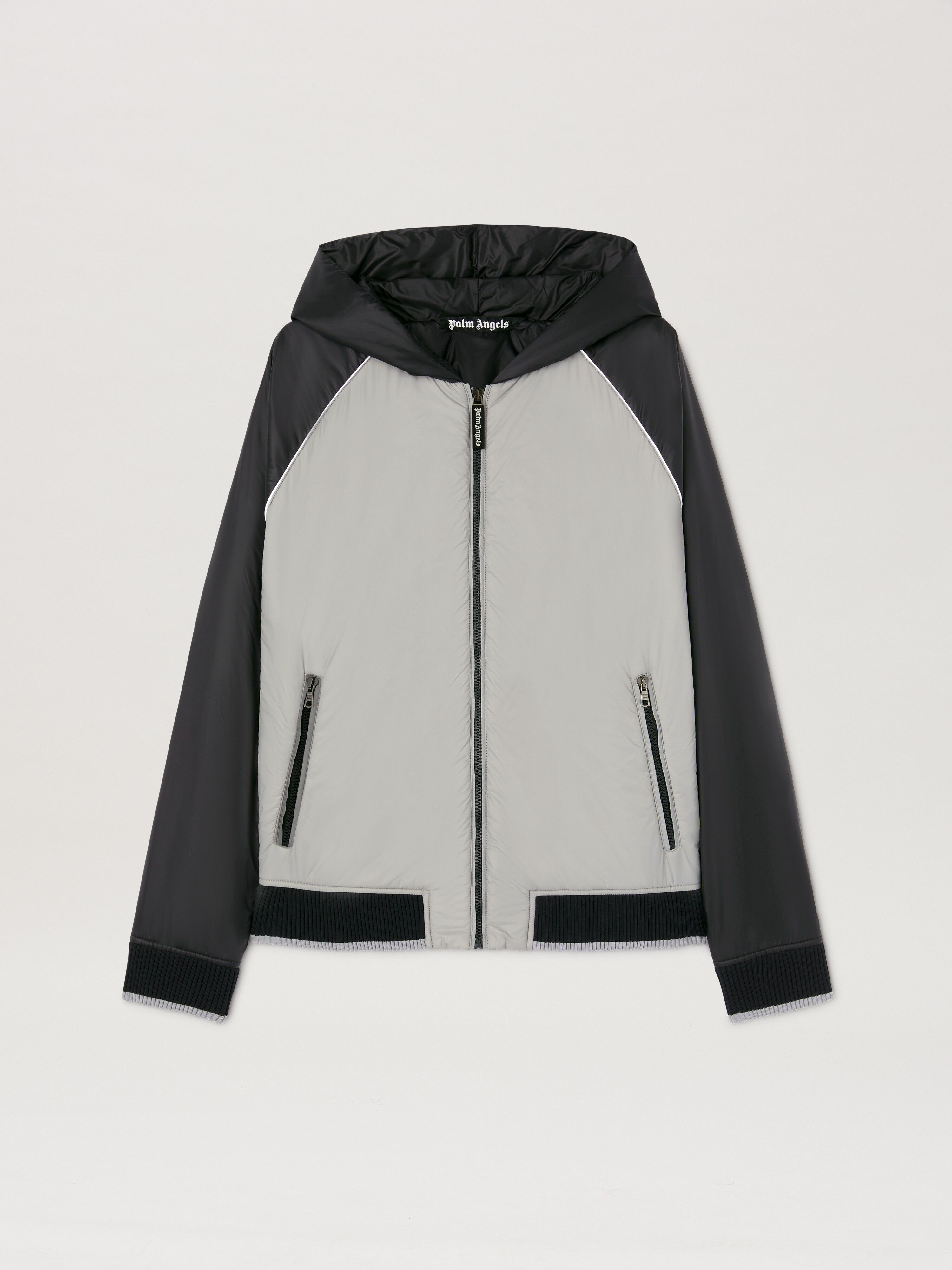 PALM ANGELS  CURVED LOGO NYLON WINDBREAKER GREY - BLA GREY - BLACK PMEA289S25FAB001