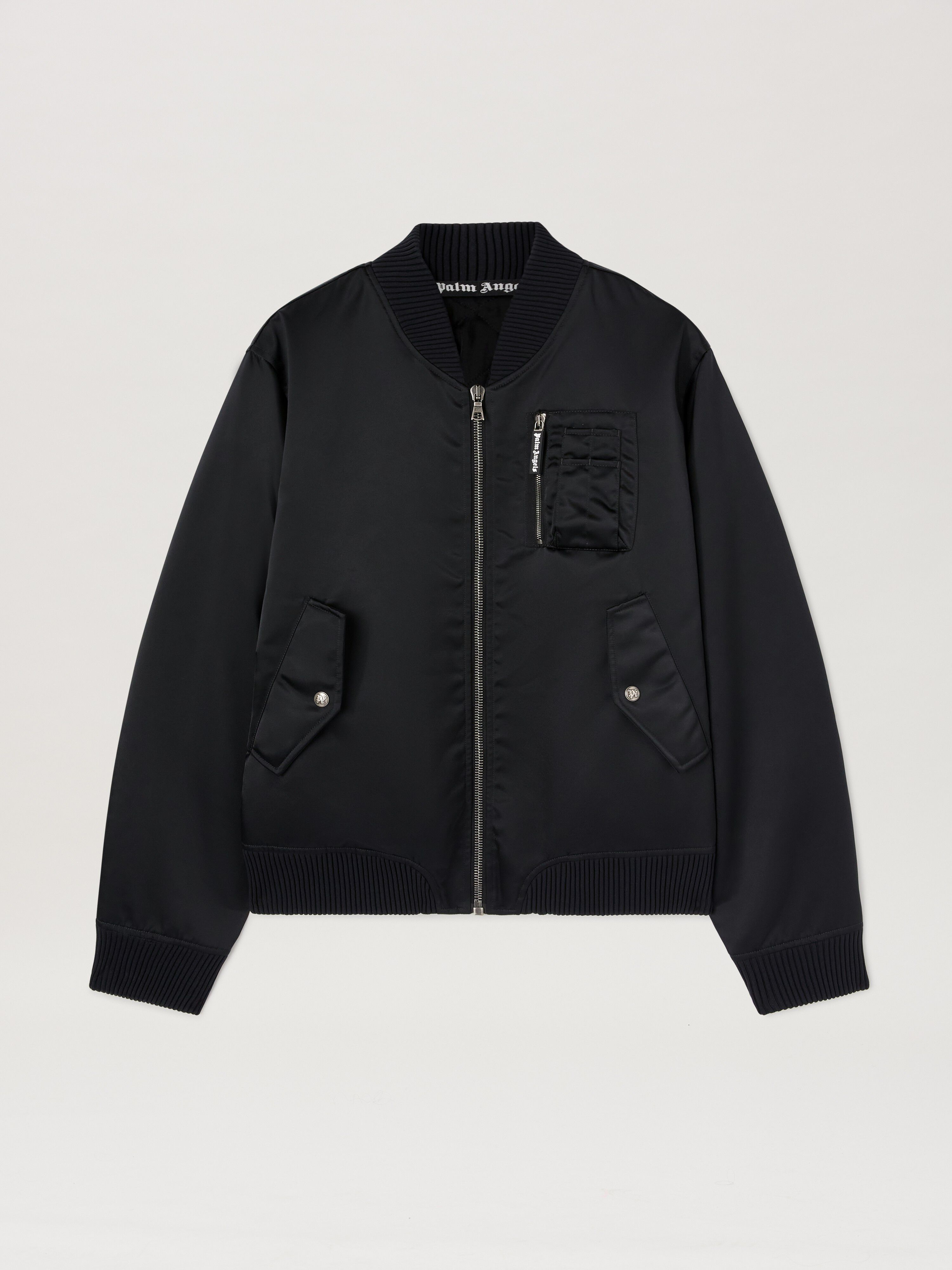 PALM ANGELS  CURVED LOGO BOMBER BLACK - BLACK PMEH033S25FAB001