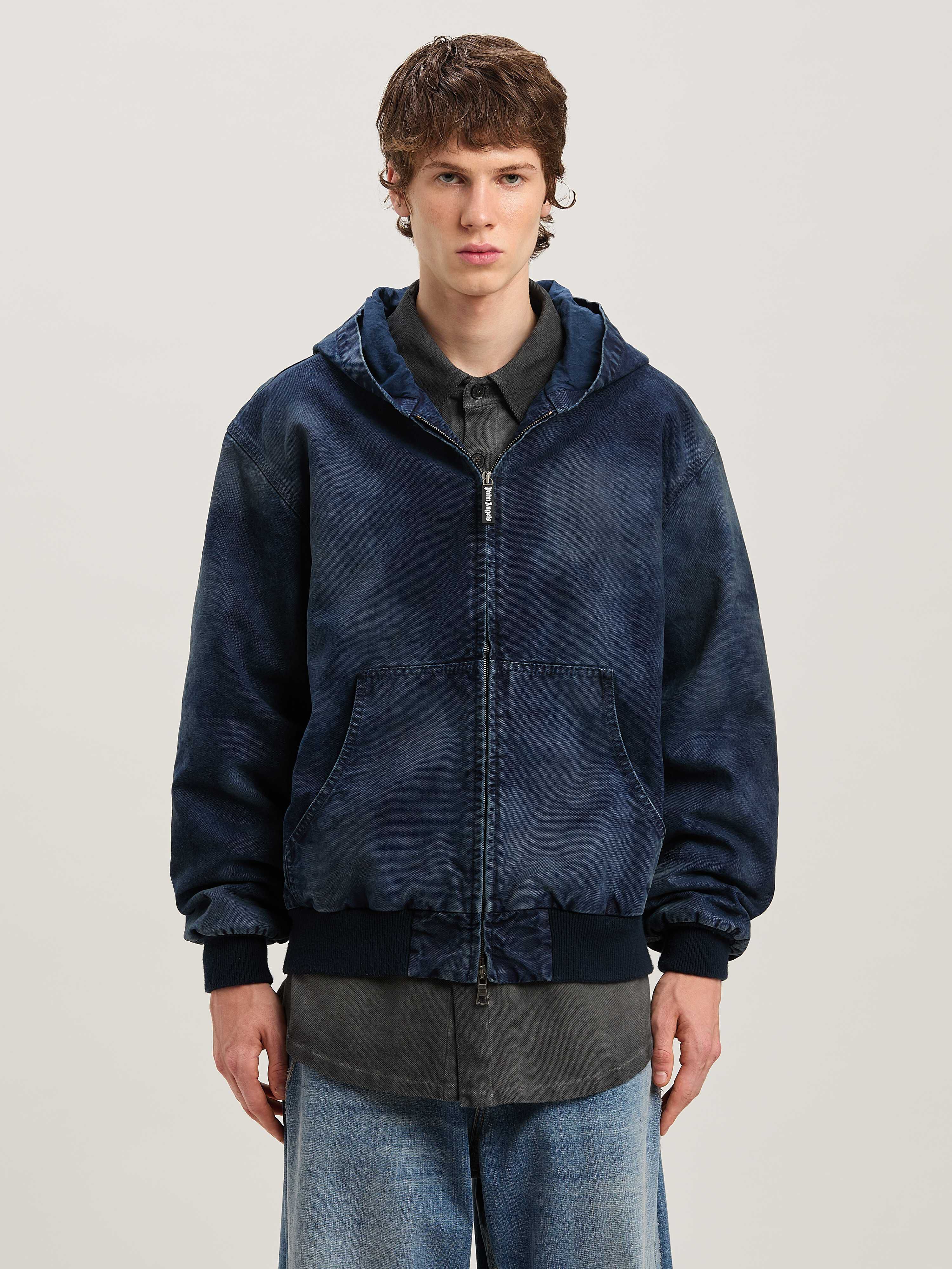 PALM ANGELS  CURVED LOGO CLOUDY BOMBER INDIGO BLUE - INDIGO BLUE - INDIGO BLUE PMEH035S25FAB002