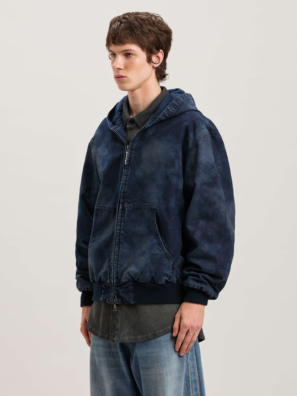 PALM ANGELS  CURVED LOGO CLOUDY BOMBER INDIGO BLUE - INDIGO BLUE - INDIGO BLUE PMEH035S25FAB002
