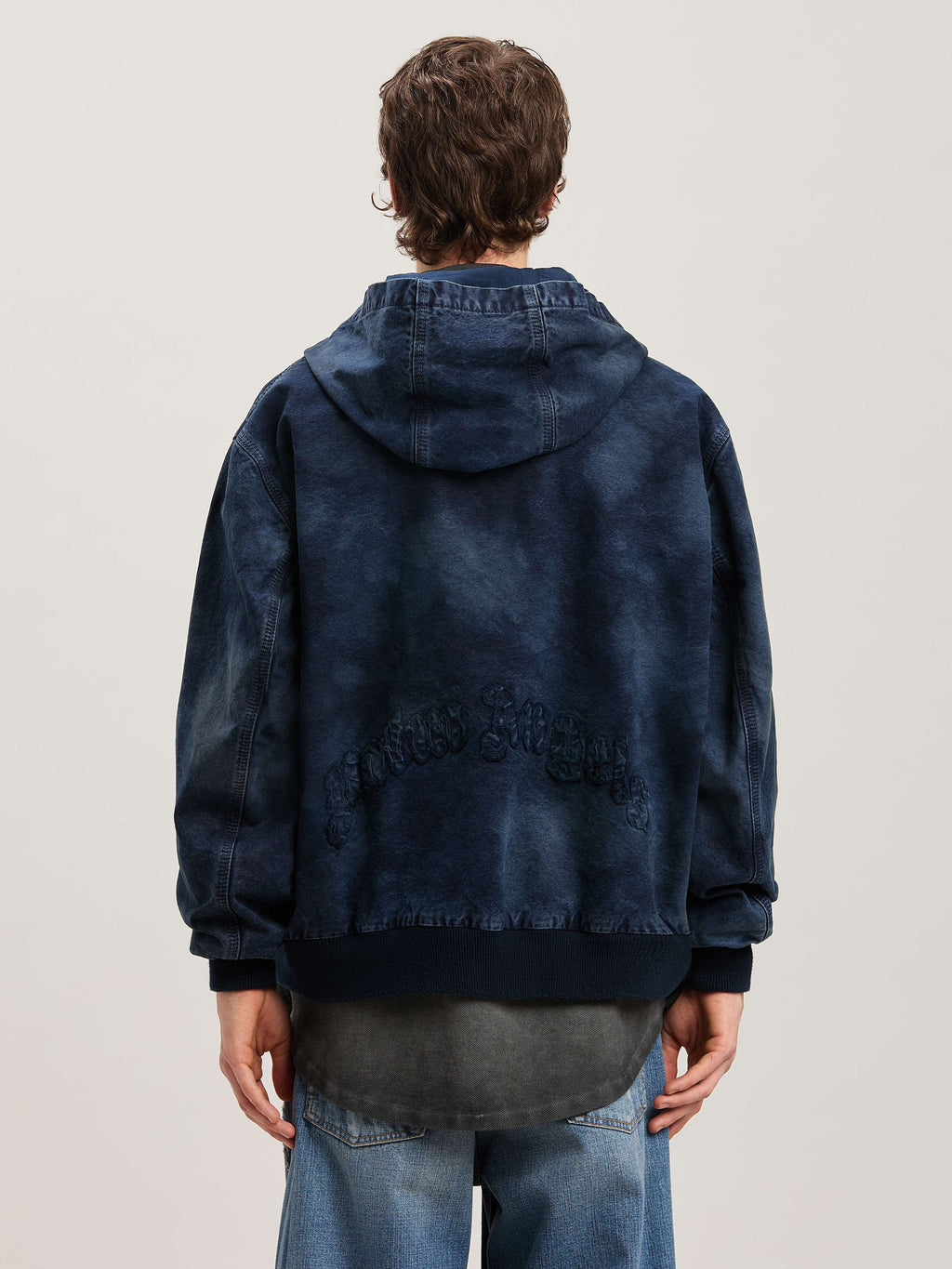 PALM ANGELS  CURVED LOGO CLOUDY BOMBER INDIGO BLUE - INDIGO BLUE - INDIGO BLUE PMEH035S25FAB002