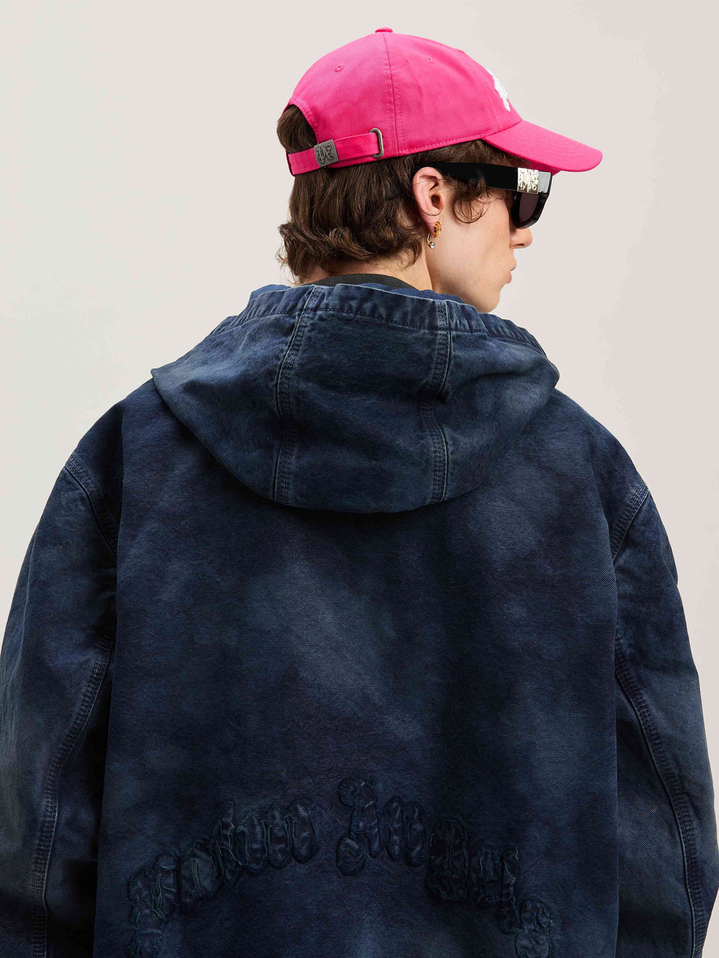 PALM ANGELS  CURVED LOGO CLOUDY BOMBER INDIGO BLUE - INDIGO BLUE - INDIGO BLUE PMEH035S25FAB002