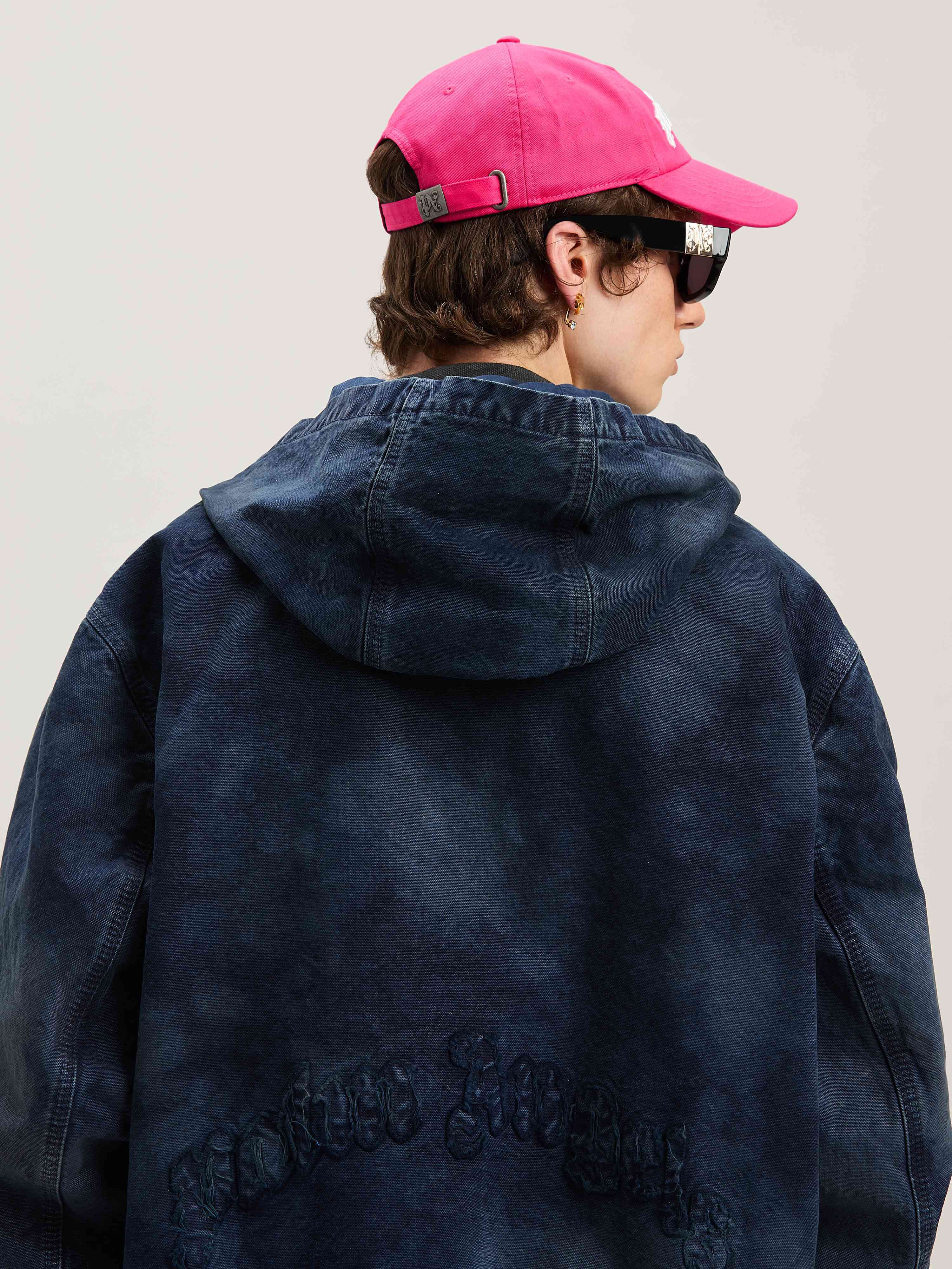 PALM ANGELS  CURVED LOGO CLOUDY BOMBER INDIGO BLUE - INDIGO BLUE - INDIGO BLUE PMEH035S25FAB002