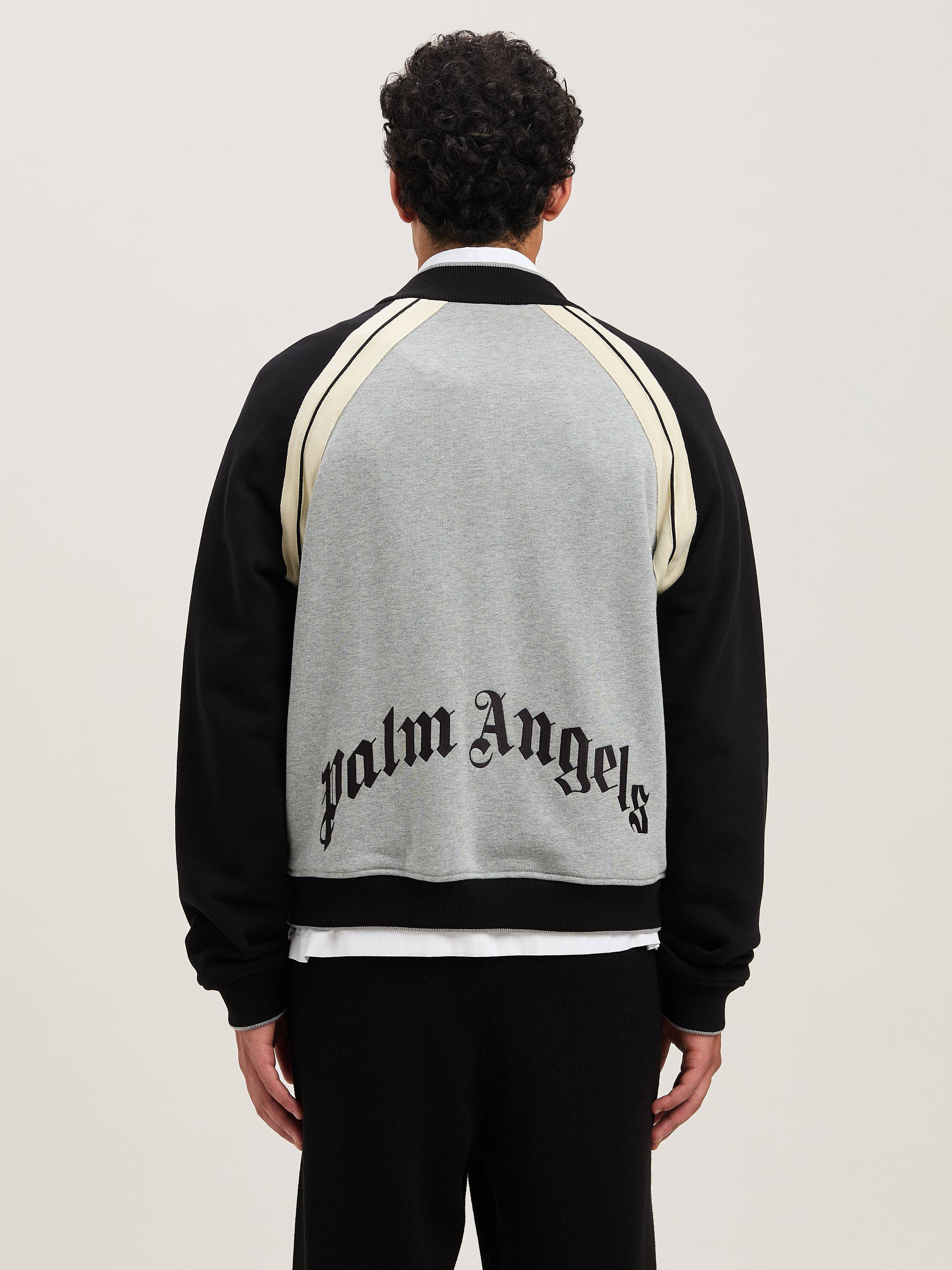 PALM ANGELS  CURVED LOGO TRACK VARSITY GREY MELANGE - GREY MELANGE - BLACK PMEK010S25FAB001