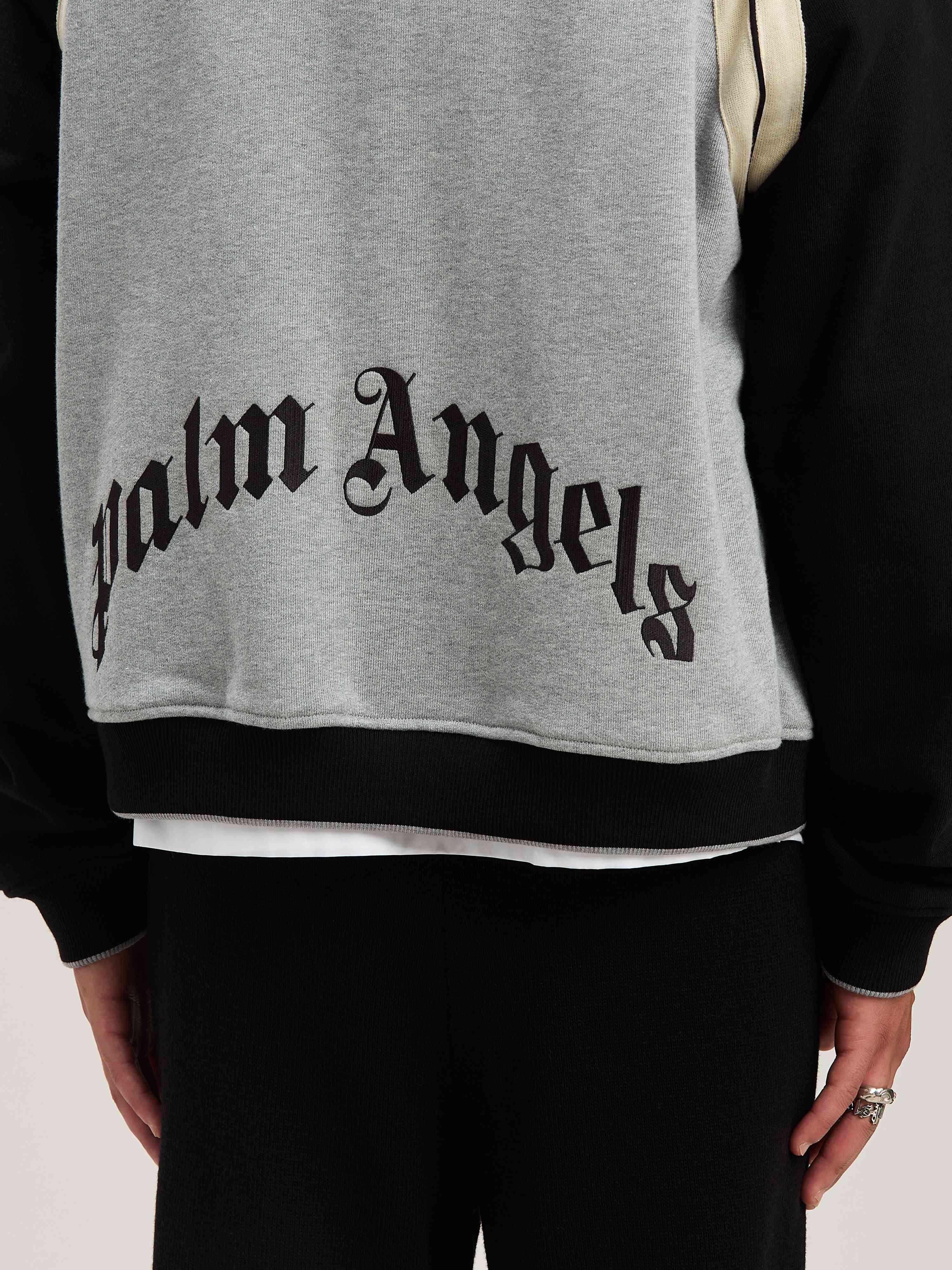 PALM ANGELS  CURVED LOGO TRACK VARSITY GREY MELANGE - GREY MELANGE - BLACK PMEK010S25FAB001
