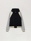 PALM ANGELS Curved Logo Varsity Jacket BLACK - GREY MELANGE PMEK013F25FLE001