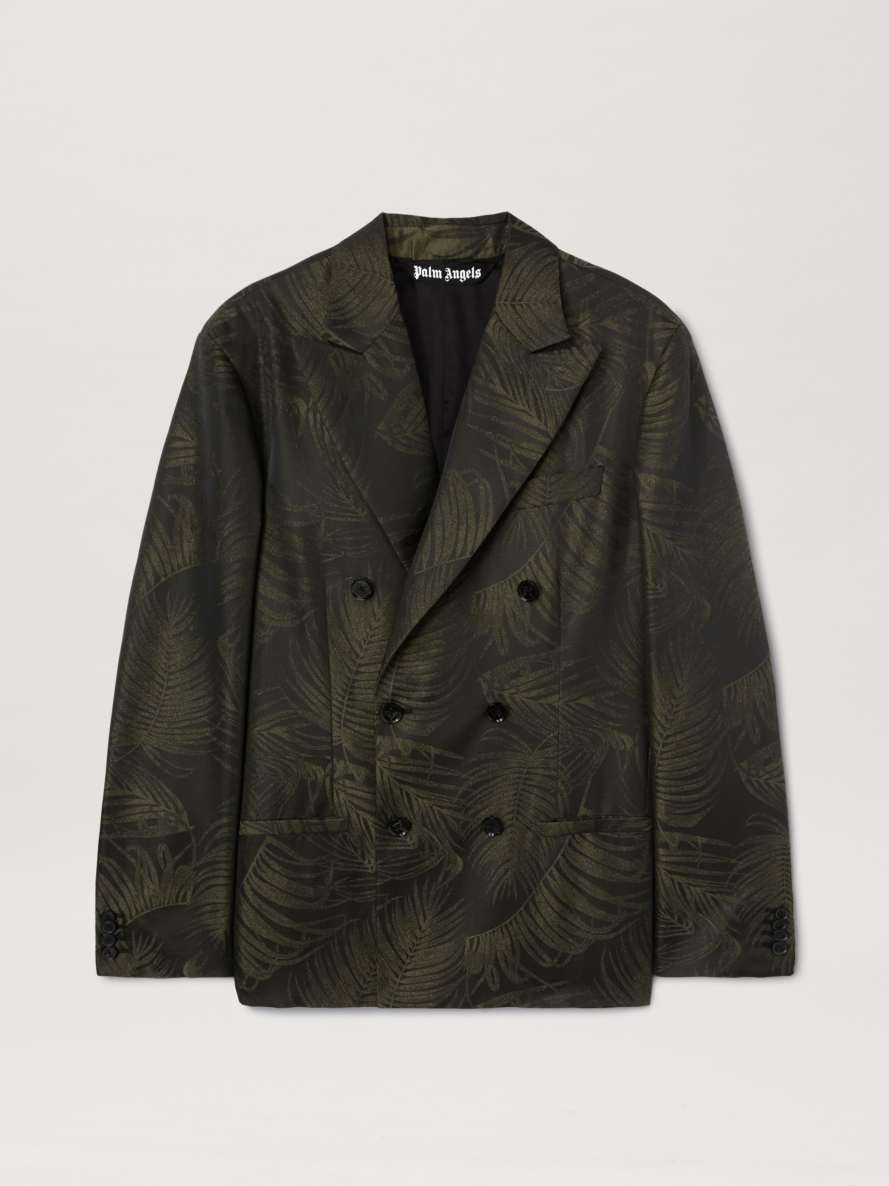 PALM ANGELS  PALMS JACQUARD DB BLAZER MILITARY GREEN MILITARY GREEN - MILITARY GREEN PMEN050S25FAB001