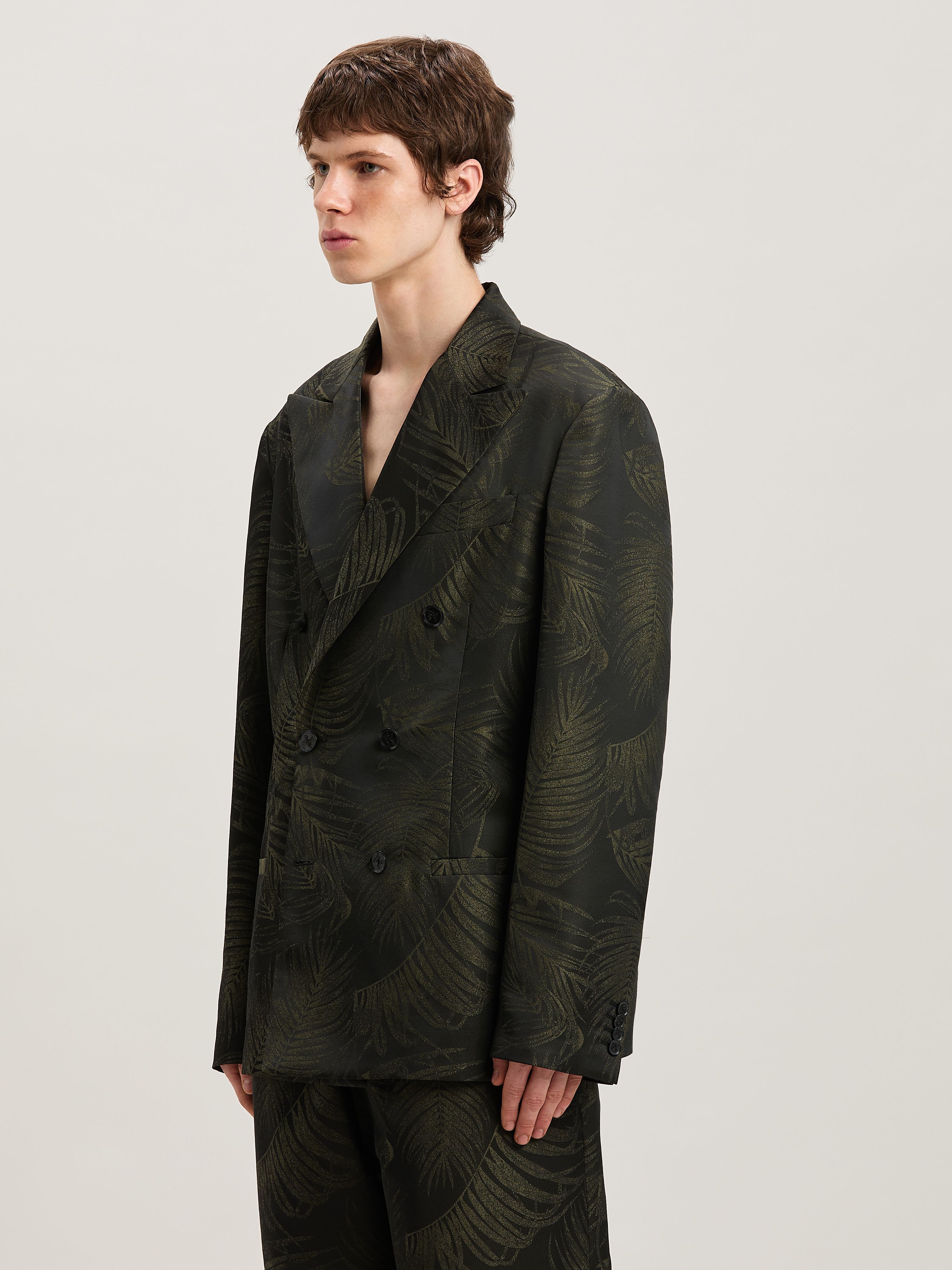 PALM ANGELS  PALMS JACQUARD DB BLAZER MILITARY GREEN MILITARY GREEN - MILITARY GREEN PMEN050S25FAB001