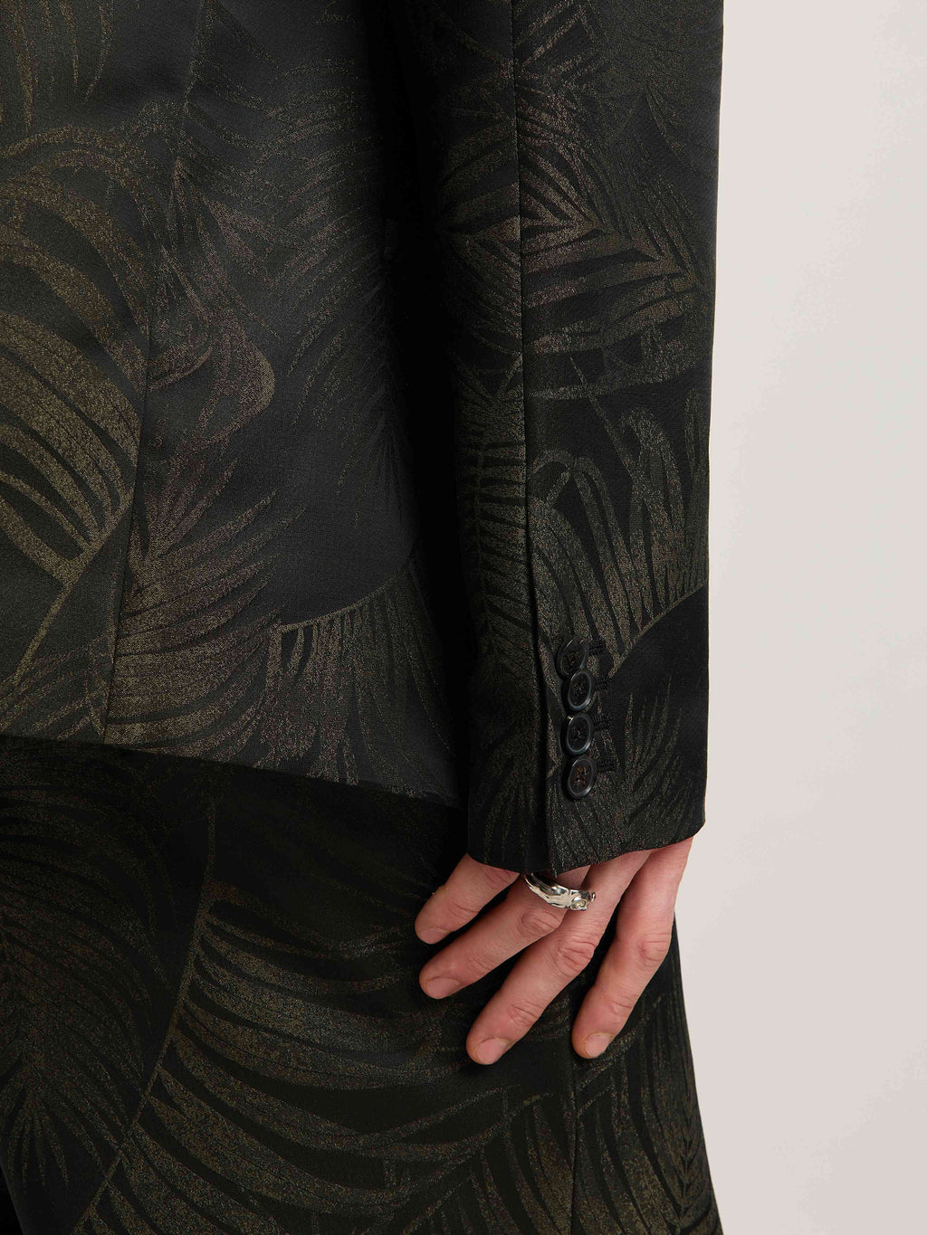 PALM ANGELS  PALMS JACQUARD DB BLAZER MILITARY GREEN MILITARY GREEN - MILITARY GREEN PMEN050S25FAB001