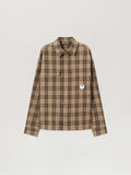 PALM ANGELS Tree Logo Check Loose Overshirt BROWN OFF WHITE PMES024S26FAB002
