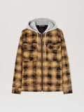 PALM ANGELS  CURVED LOGO CHECK OVERSHIRT BROWN - OFF BROWN - OFF WHITE PMES038S25FAB001