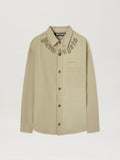 PALM ANGELS  CAMEL FLAME LOGO OVERSHIRT CAMEL - CAMEL PMES043S25FAB001
