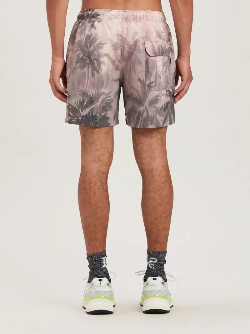 PALM ANGELS  SUNSET PALMS SWIMSHORTS BEIGE - BLACK PMFD012S25FAB002