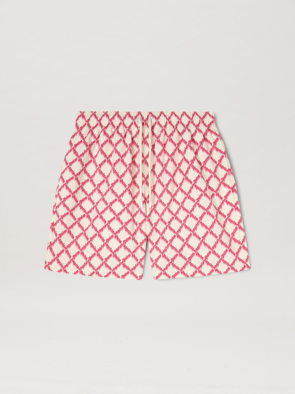 PALM ANGELS  NET LOGO SWIMSHORTS IVORY - FUCHSIA PMFD012S25FAB003