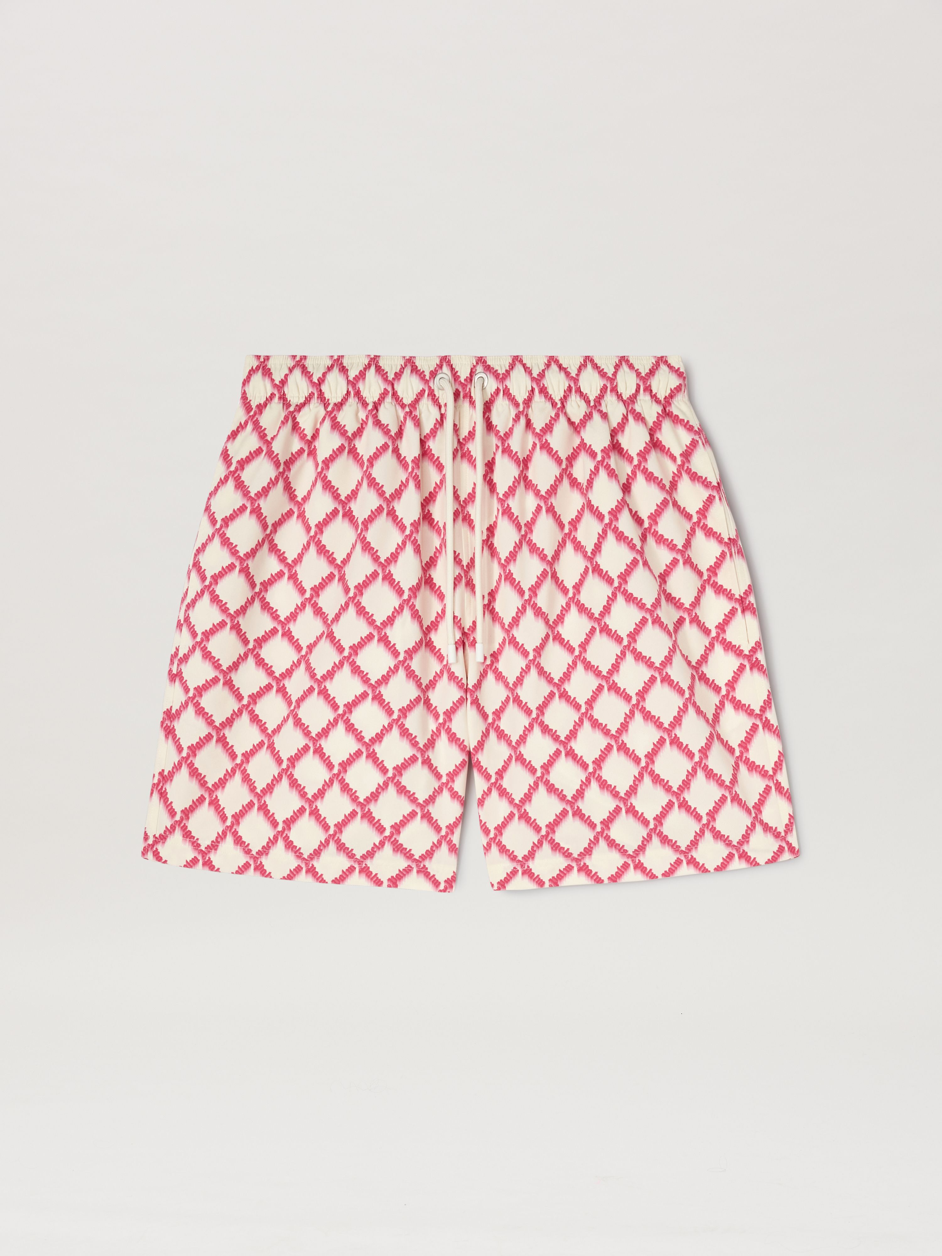 PALM ANGELS  NET LOGO SWIMSHORTS IVORY - FUCHSIA PMFD012S25FAB003
