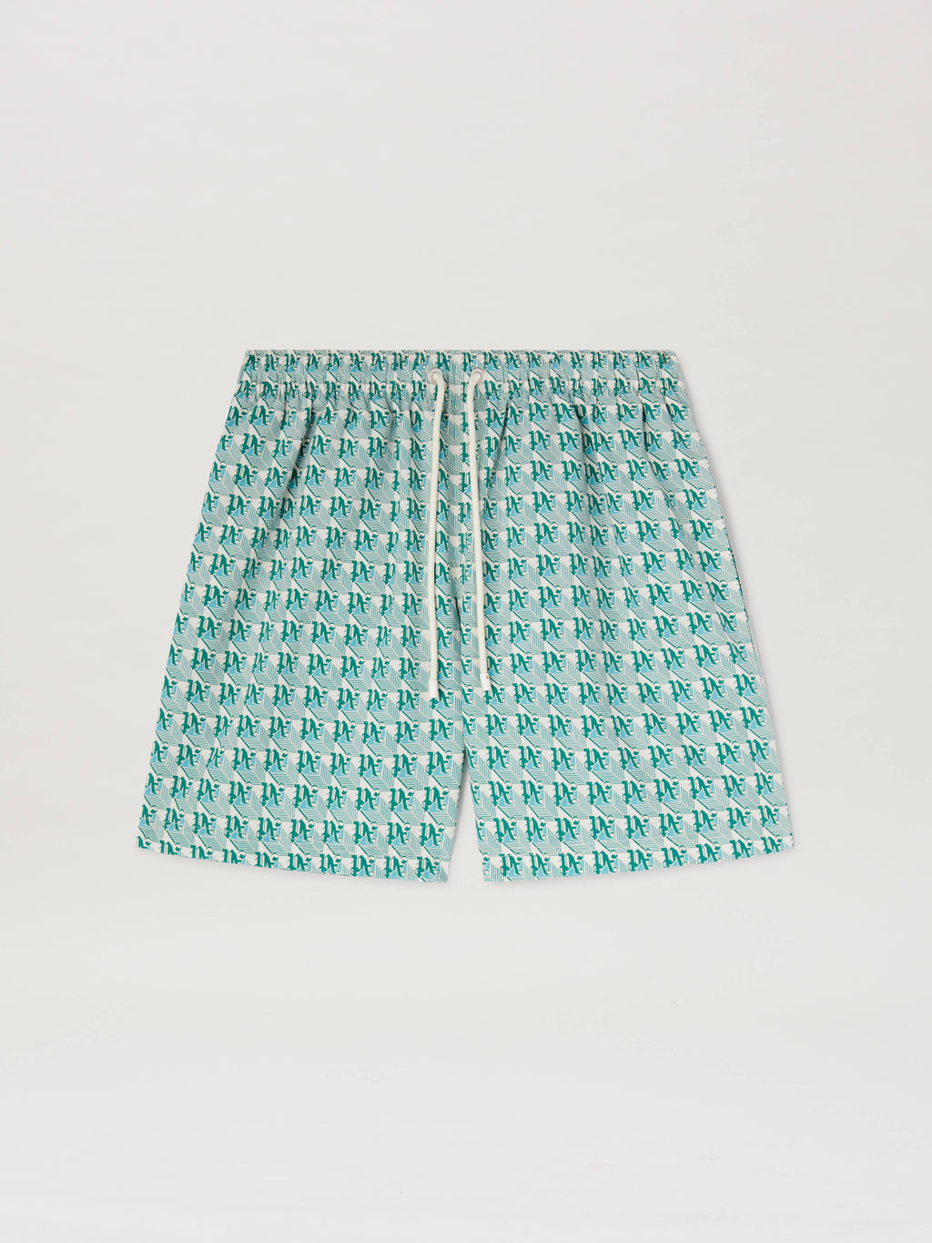 PALM ANGELS  PA DIAMONDS SWIMSHORTS GREEN - IVORY PMFD012S25FAB004