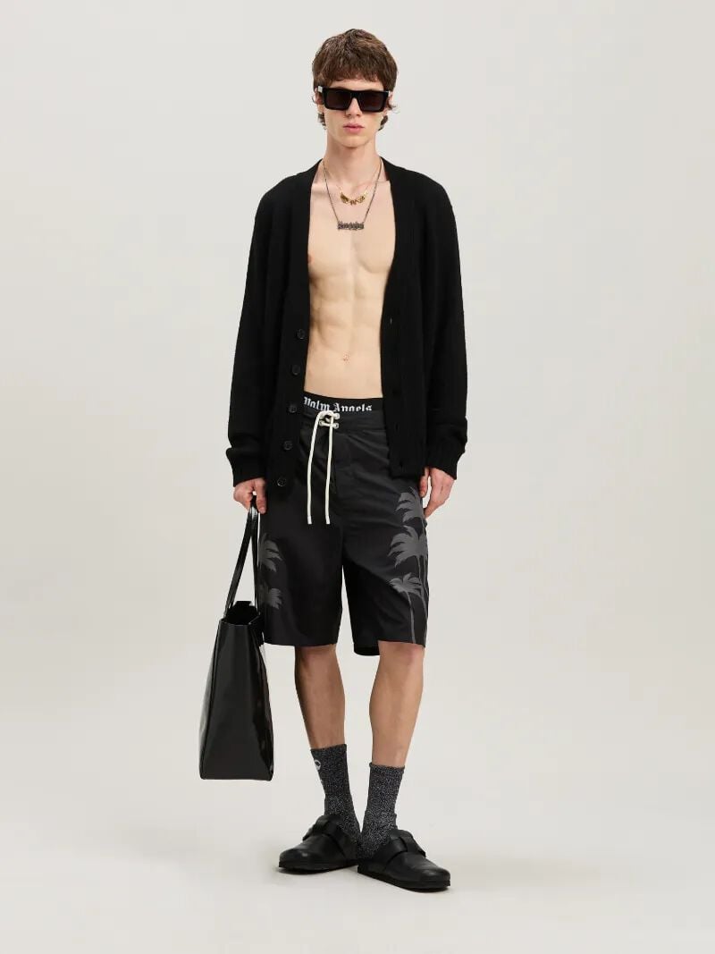 PALM ANGELS  PALMS SWIMSHORTS BLACK - BLACK PMFD017S25FAB003
