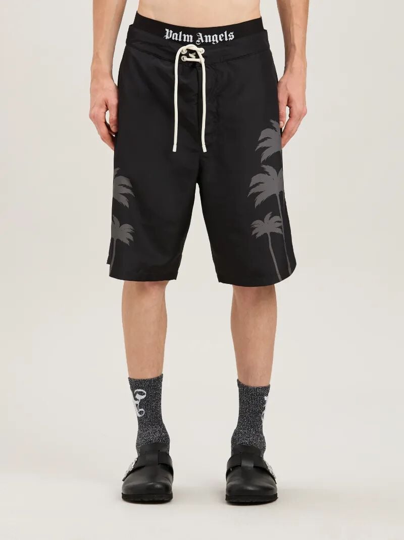 PALM ANGELS  PALMS SWIMSHORTS BLACK - BLACK PMFD017S25FAB003