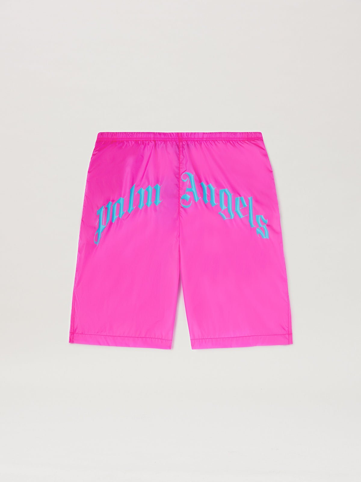 PALM ANGELS  CURVED LOGO SWIMSHORTS FUCHSIA - LIGHT B FUCHSIA - LIGHT BLUE PMFD018S25FAB001