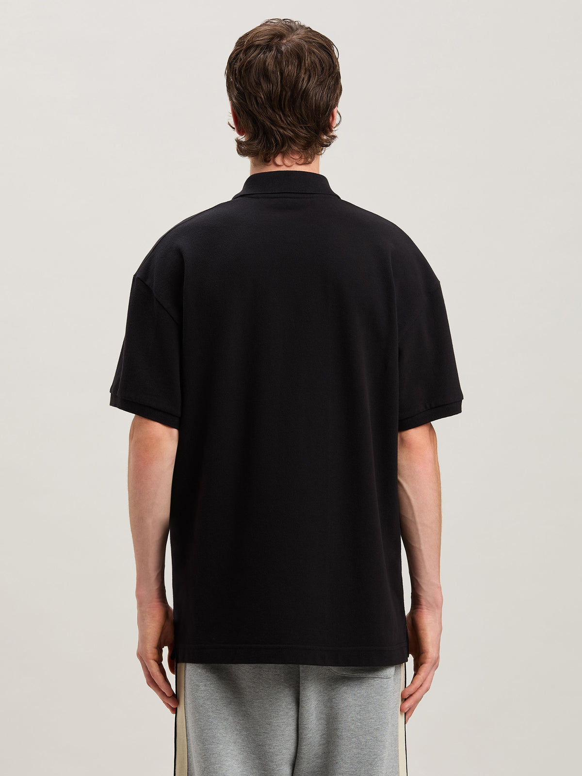PALM ANGELS  CURVED LOGO POLO SS BLACK - OFF WHITE PMGB012S25FAB003
