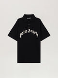 PALM ANGELS Curved Logo Polo BLACK OFF WHITE PMGB012S26FAB002