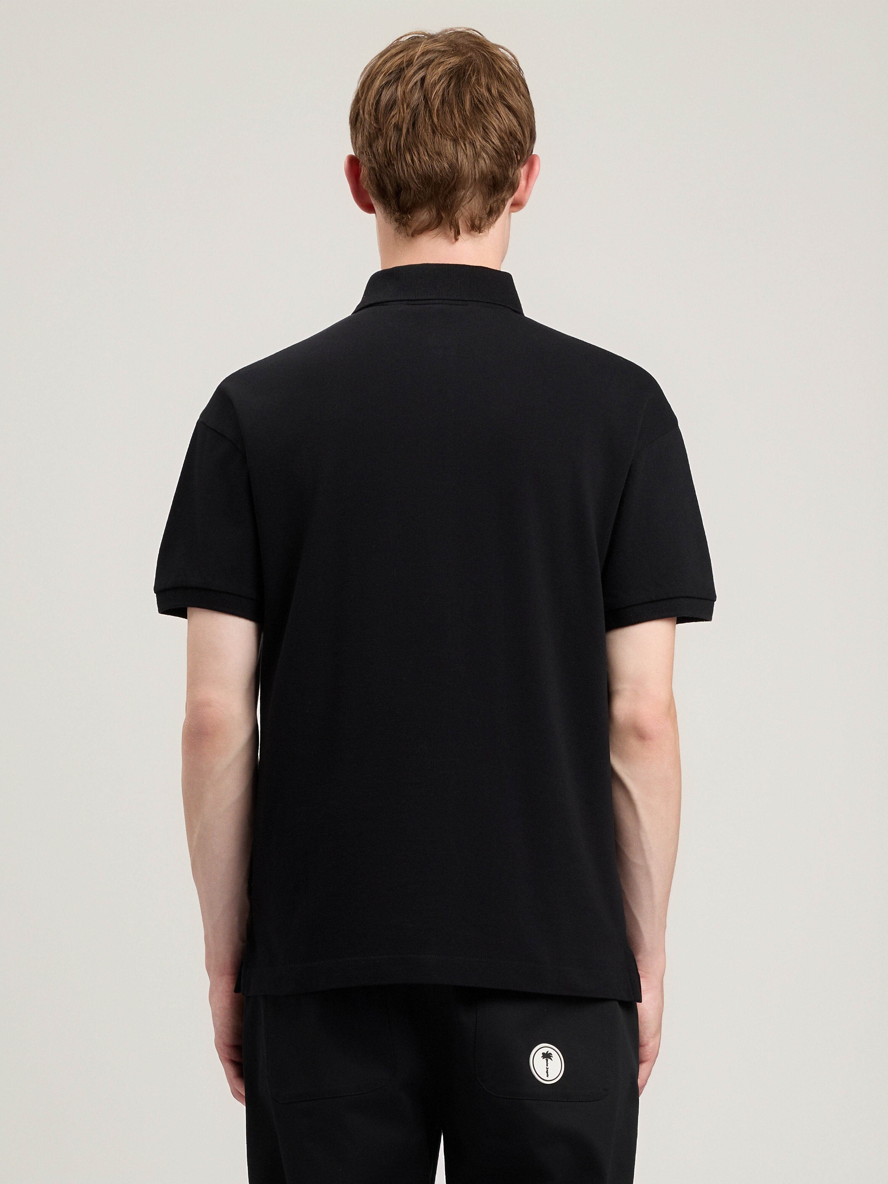PALM ANGELS Curved Logo Polo BLACK OFF WHITE PMGB012S26FAB002