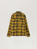 PALM ANGELS Curved Logo Check Shirt ARMY GREEN - BLACK PMGE043F25FAB002