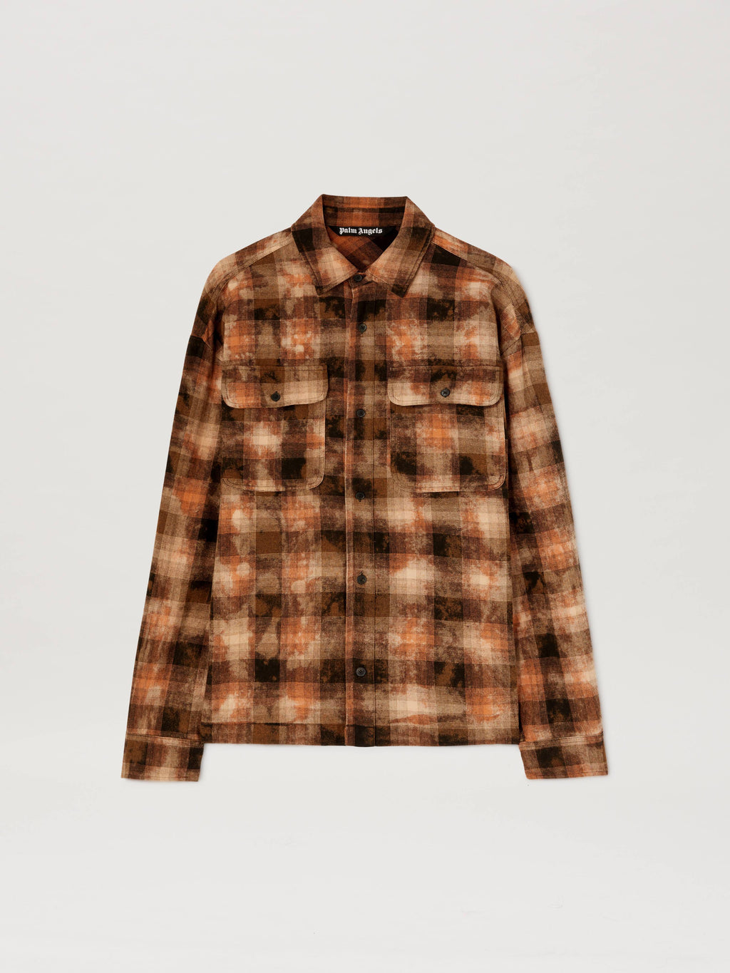 PALM ANGELS  BEAR IN MIND CHECK SHIRT LS ORANGE - BRO ORANGE - BROWN PMGE043S25FAB001