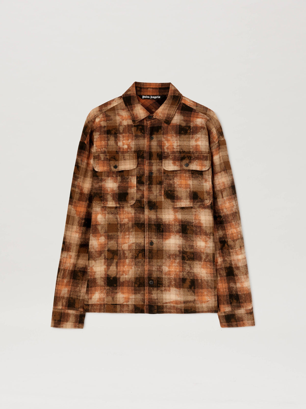 PALM ANGELS  BEAR IN MIND CHECK SHIRT LS ORANGE - BRO ORANGE - BROWN PMGE043S25FAB001