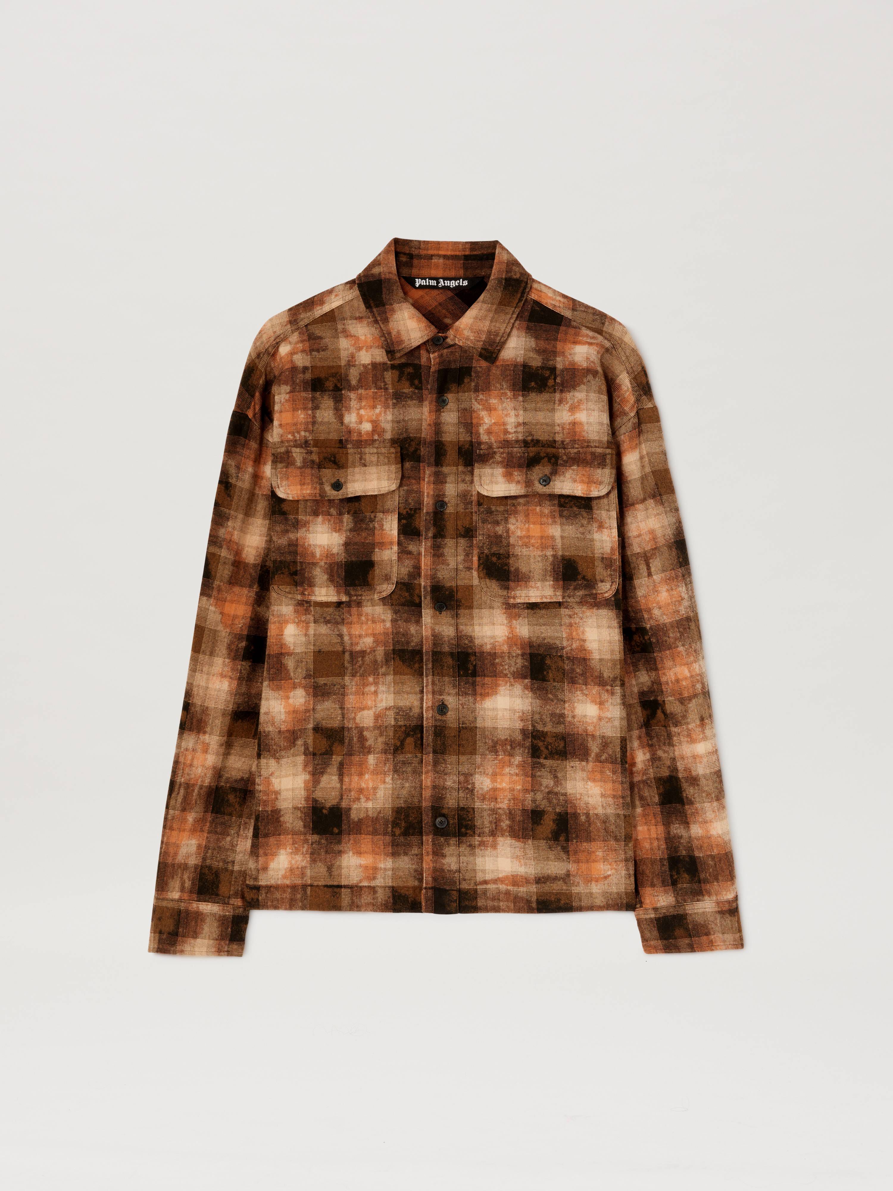PALM ANGELS  BEAR IN MIND CHECK SHIRT LS ORANGE - BRO ORANGE - BROWN PMGE043S25FAB001