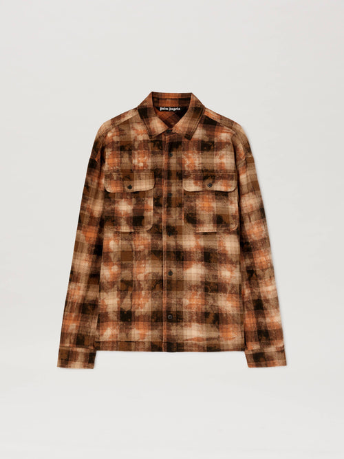 PALM ANGELS  BEAR IN MIND CHECK SHIRT LS ORANGE - BRO ORANGE - BROWN PMGE043S25FAB001