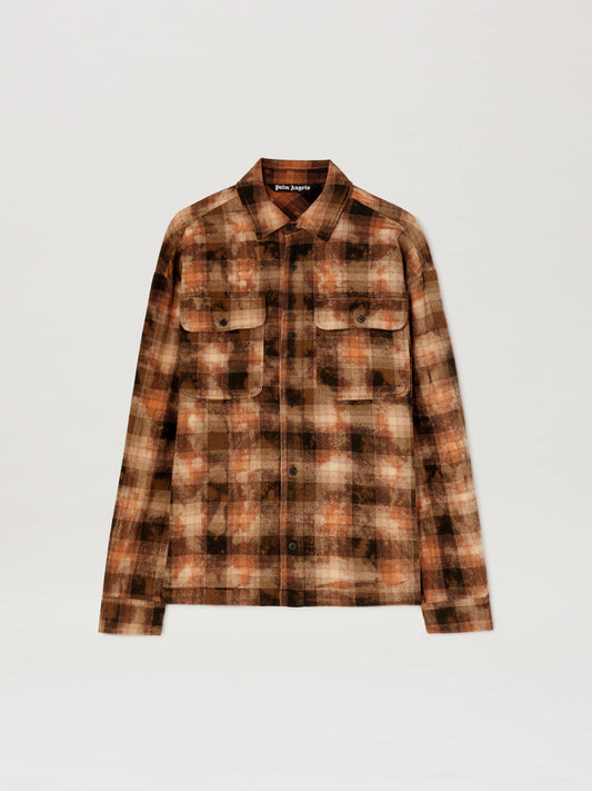PALM ANGELS  BEAR IN MIND CHECK SHIRT LS ORANGE - BRO ORANGE - BROWN PMGE043S25FAB001