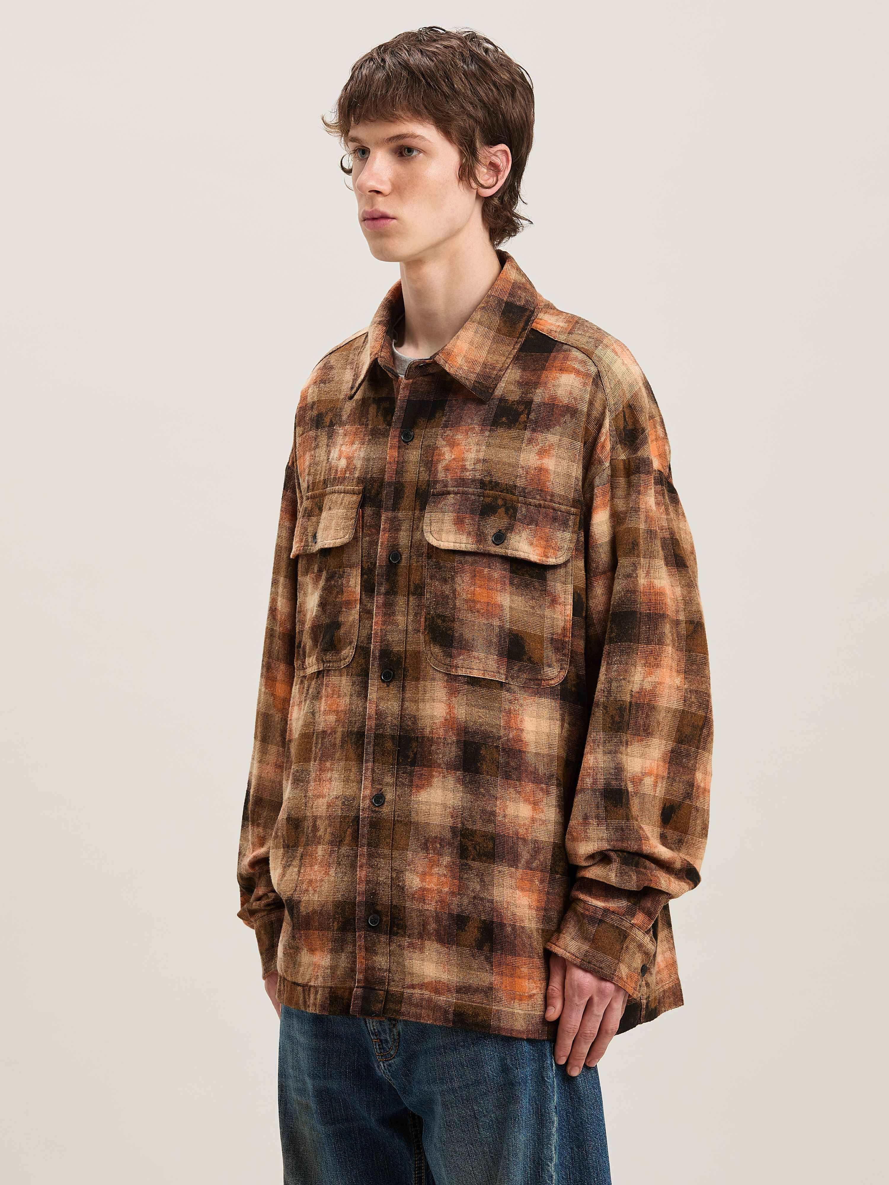 PALM ANGELS  BEAR IN MIND CHECK SHIRT LS ORANGE - BRO ORANGE - BROWN PMGE043S25FAB001