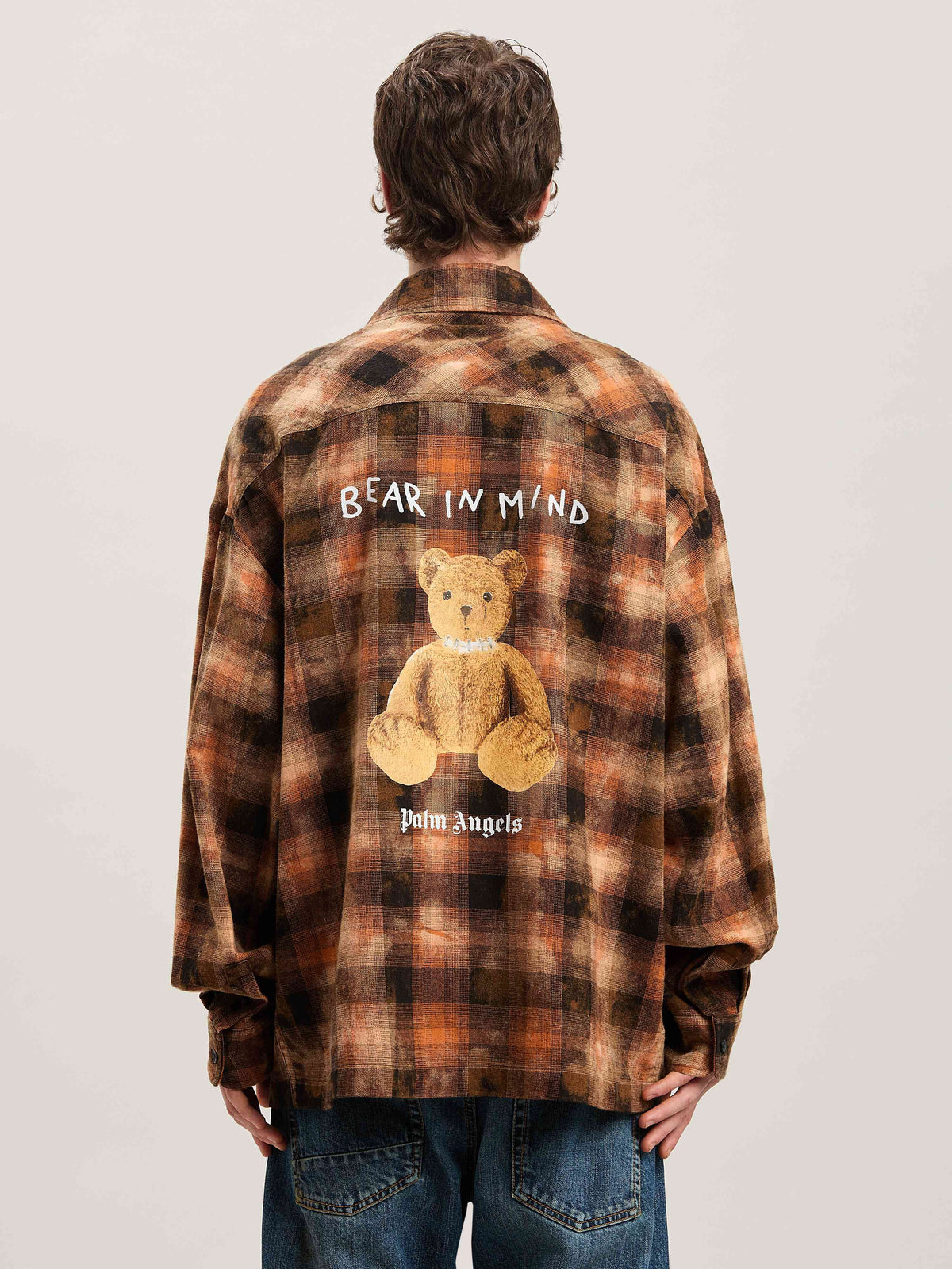 PALM ANGELS  BEAR IN MIND CHECK SHIRT LS ORANGE - BRO ORANGE - BROWN PMGE043S25FAB001