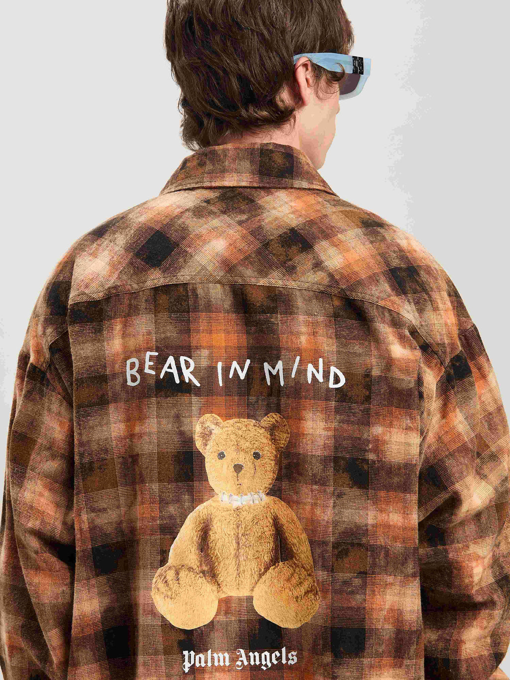PALM ANGELS  BEAR IN MIND CHECK SHIRT LS ORANGE - BRO ORANGE - BROWN PMGE043S25FAB001