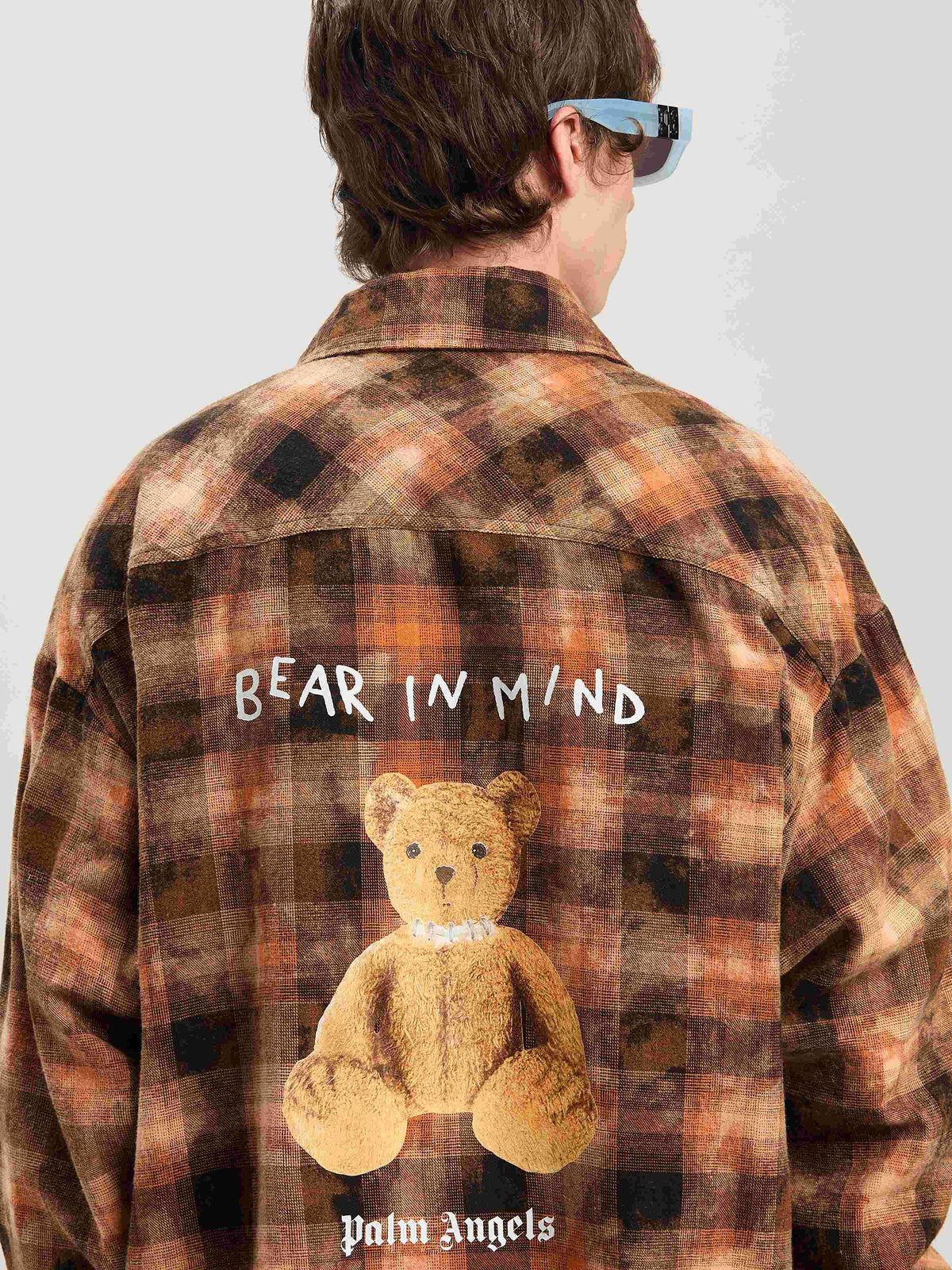 PALM ANGELS  BEAR IN MIND CHECK SHIRT LS ORANGE - BRO ORANGE - BROWN PMGE043S25FAB001