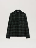 PALM ANGELS  M CURVED LOGO CHECK SHIRT LS MILITARY GR MILITARY GREEN - OFF WHITE PMGE043S25FAB002