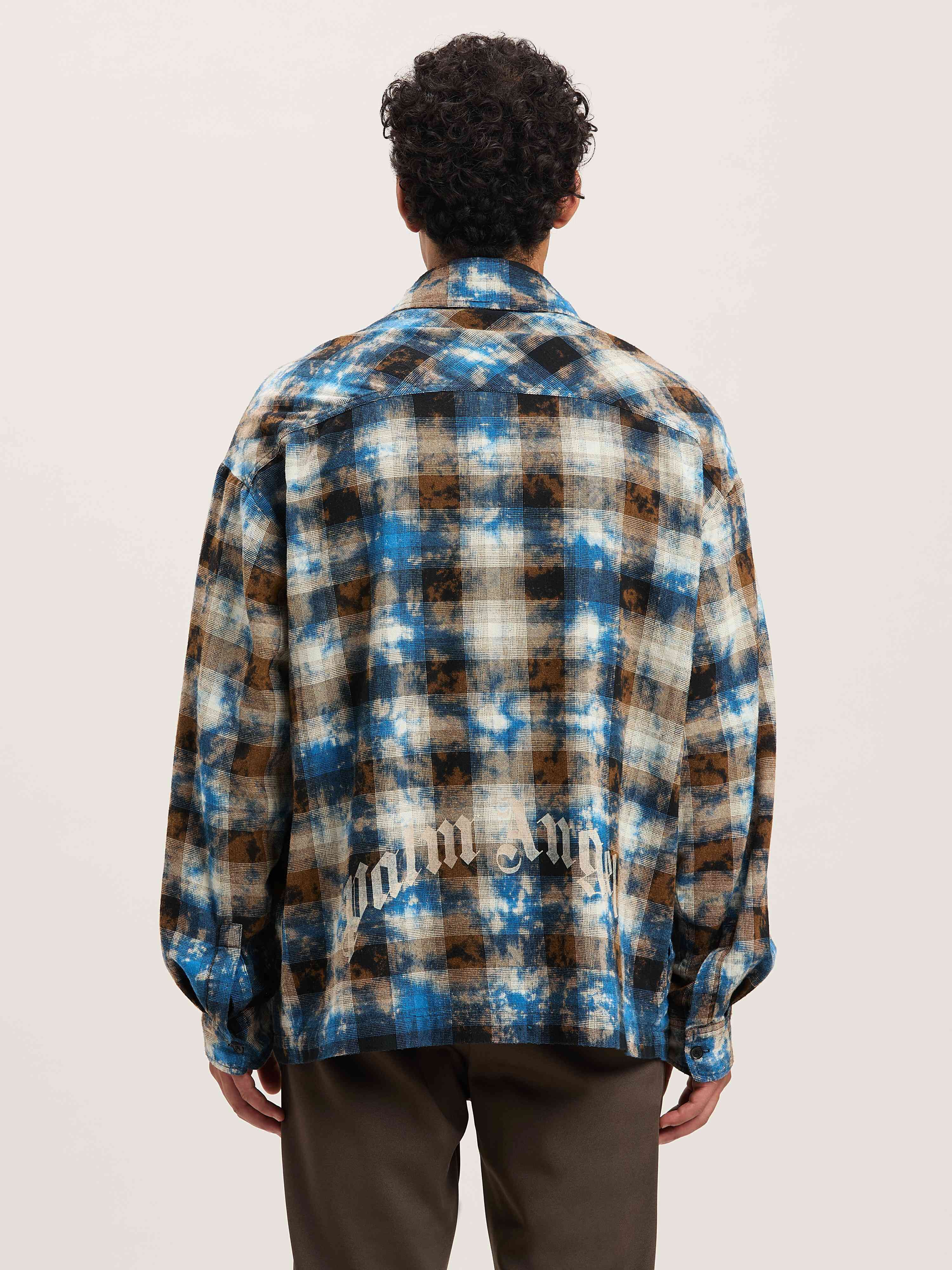 PALM ANGELS  CURVED LOGO CHECK SHIRT LS LIGHT BLUE - LIGHT BLUE - OFF WHITE PMGE043S25FAB003