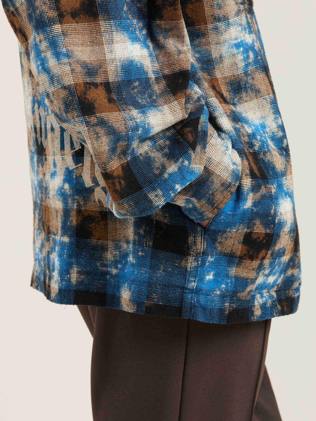 PALM ANGELS  CURVED LOGO CHECK SHIRT LS LIGHT BLUE - LIGHT BLUE - OFF WHITE PMGE043S25FAB003