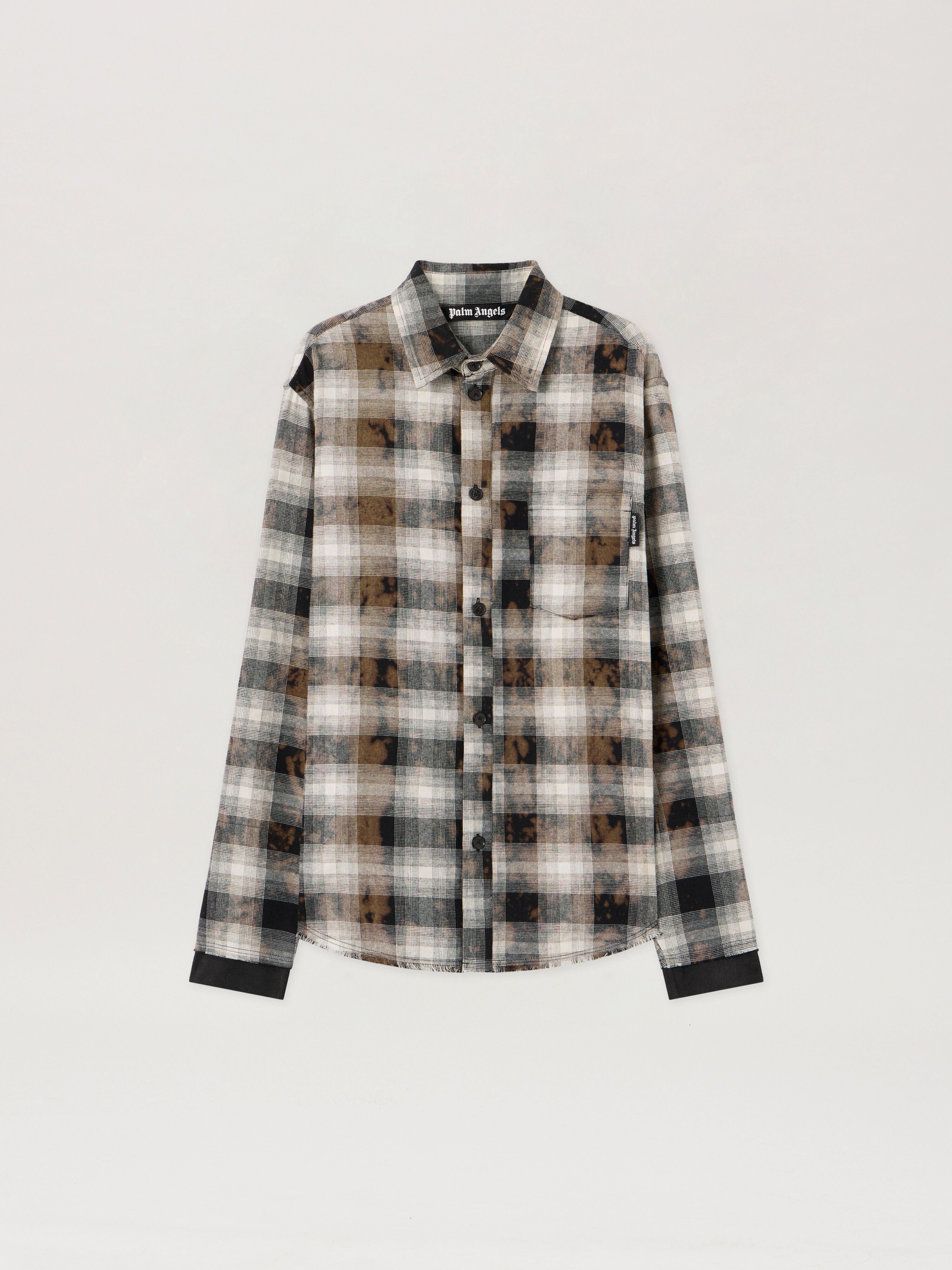 PALM ANGELS Classic Logo Check Shirt BLACK OFF WHITE PMGE04DS26FAB001
