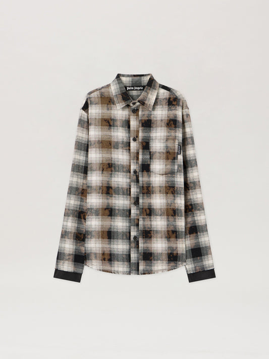 PALM ANGELS Classic Logo Check Shirt BLACK OFF WHITE PMGE04DS26FAB001
