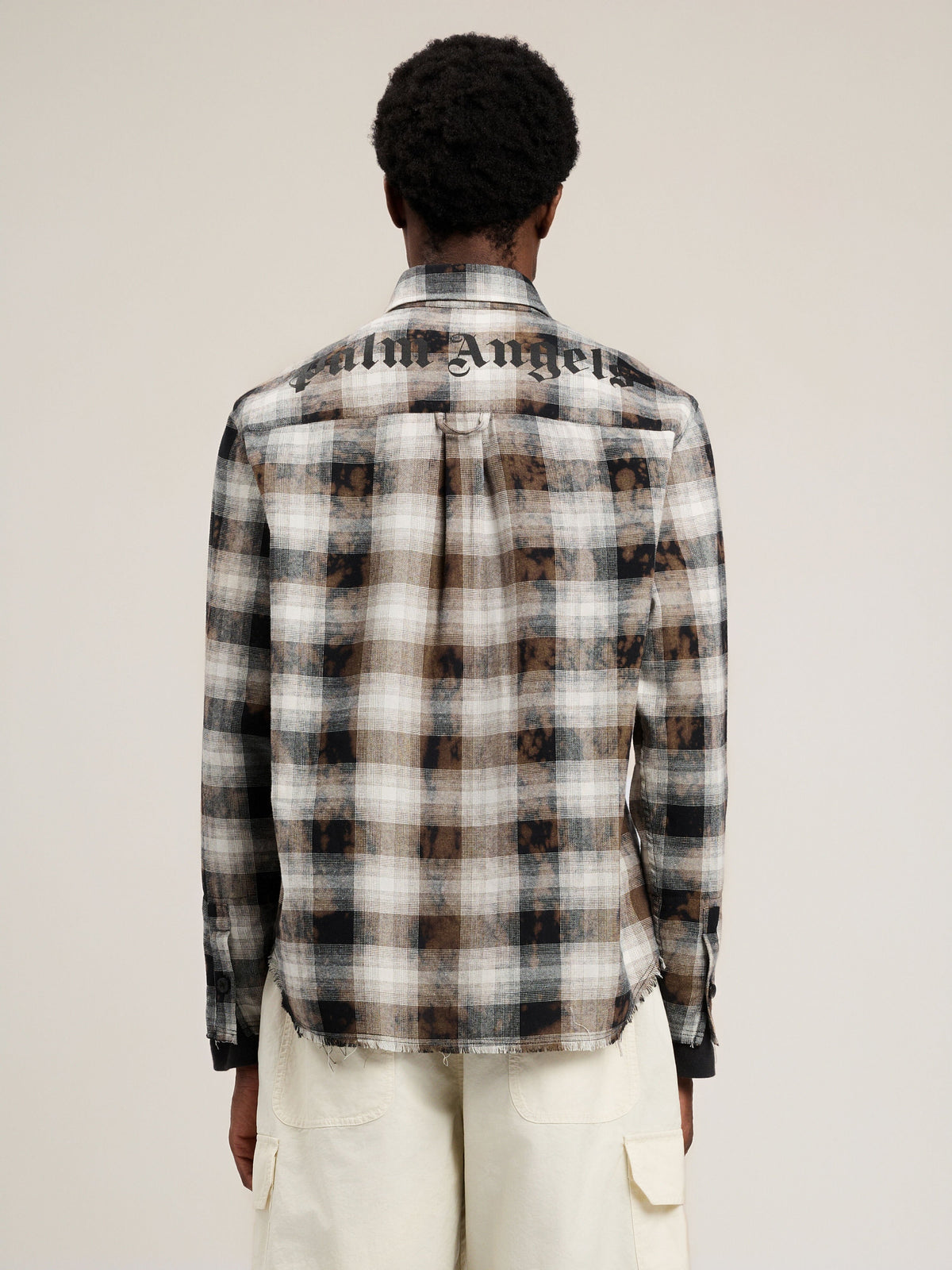 PALM ANGELS Classic Logo Check Shirt BLACK OFF WHITE PMGE04DS26FAB001