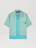 PALM ANGELS  PA DIAMONDS BOWLING SHIRT SS GREEN - IVO GREEN - IVORY PMGG005S25FAB001