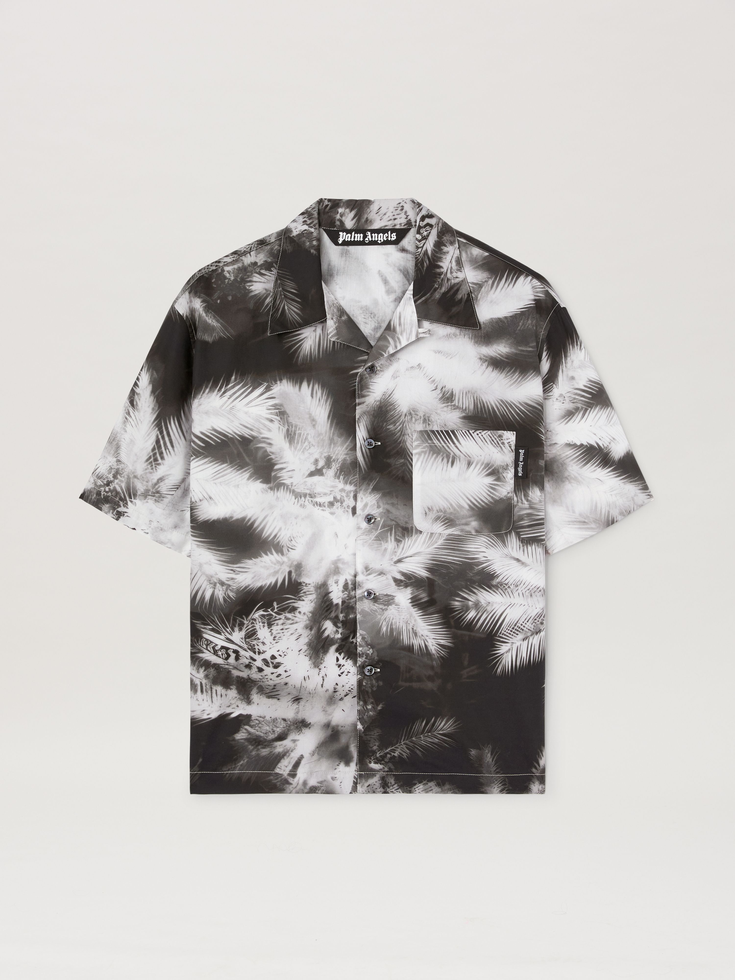 PALM ANGELS  BLACK BLUEPRINT PALMS SHIRT BLACK - OFF BLACK - OFF WHITE PMGG005S25FAB003