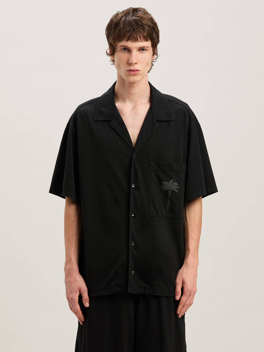PALM ANGELS  PALMS BOWLING SHIRT SS BLACK - BLACK PMGG009S25FAB001