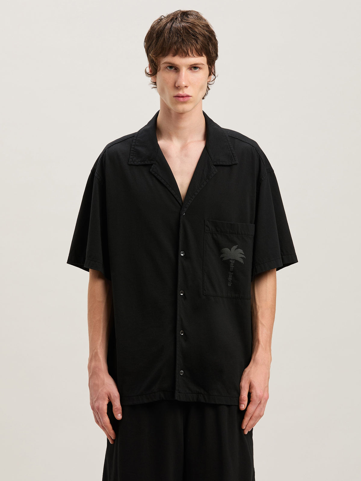 PALM ANGELS  PALMS BOWLING SHIRT SS BLACK - BLACK PMGG009S25FAB001