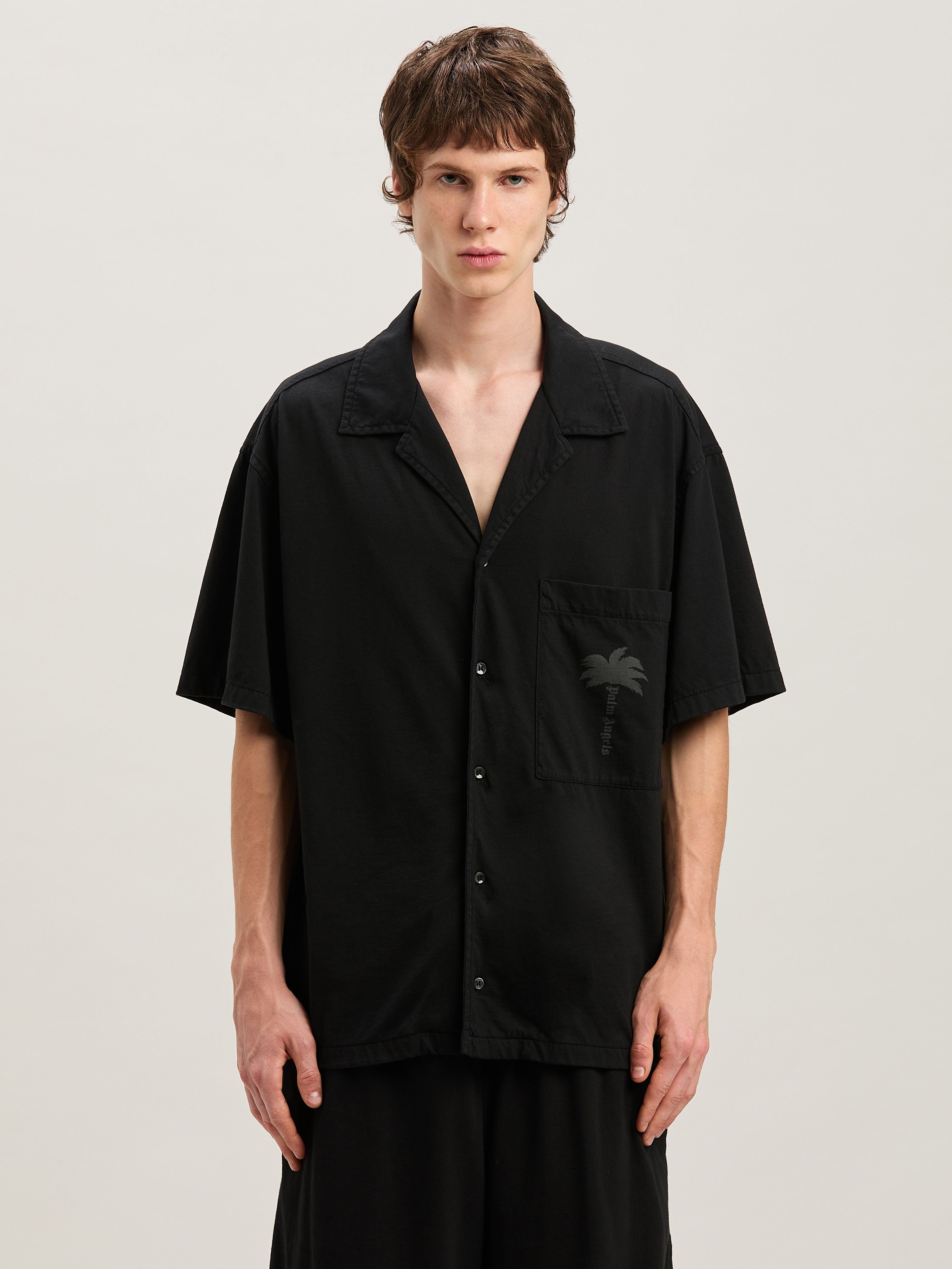 PALM ANGELS  PALMS BOWLING SHIRT SS BLACK - BLACK PMGG009S25FAB001