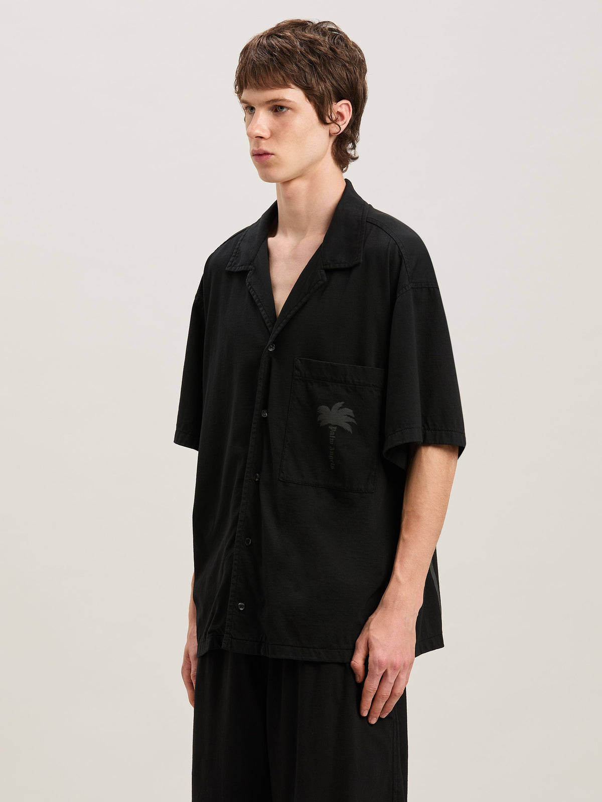 PALM ANGELS  PALMS BOWLING SHIRT SS BLACK - BLACK PMGG009S25FAB001