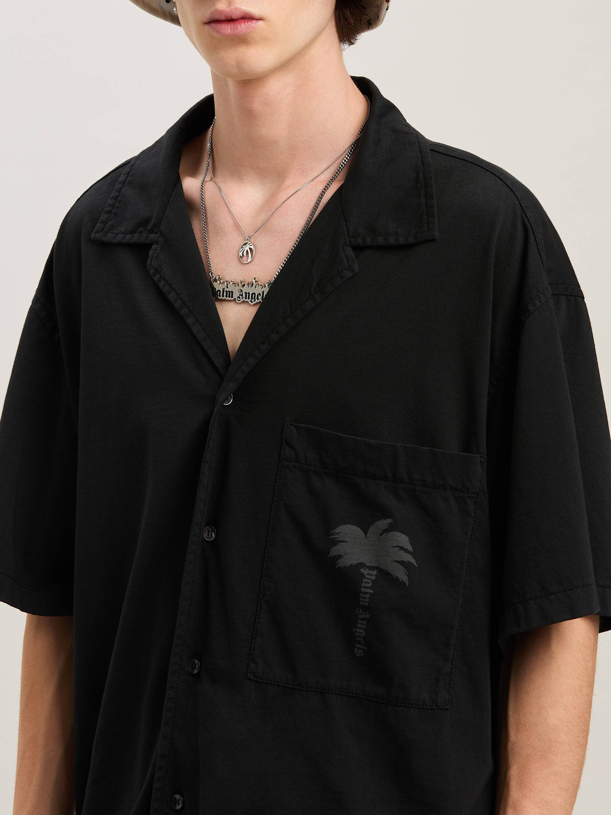 PALM ANGELS  PALMS BOWLING SHIRT SS BLACK - BLACK PMGG009S25FAB001